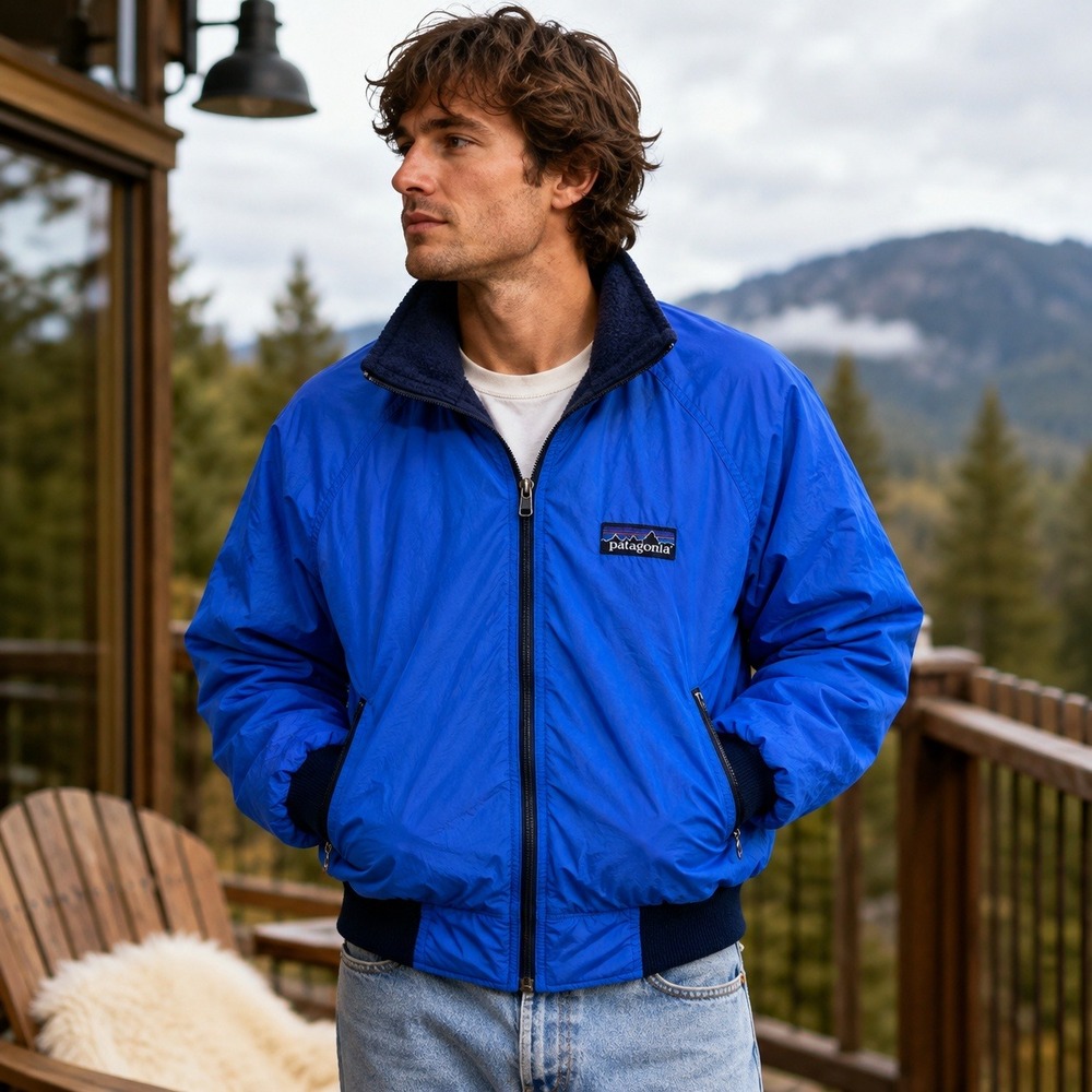Vintage c.1990 Patagonia 28101 Shelled Synchilla Jacket Blue Size S